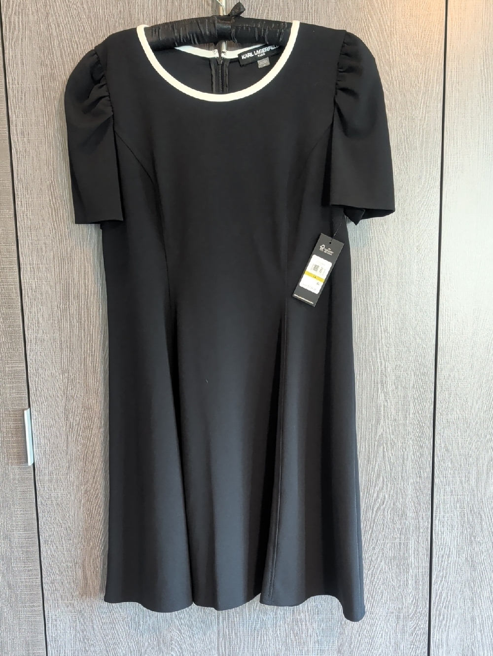 Karl Lagerfeld Black Midi Dress with White Trim